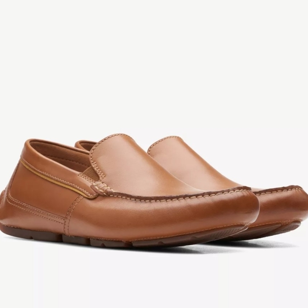 Clarks Men's Brown Leather Slip-On Loafers